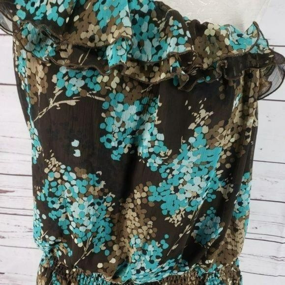 Apt. 9 Apt9 Women's Polka Dot Abstract Ruffle One Shoulder Blouse‎ Size Medium - Picture 7 of 8